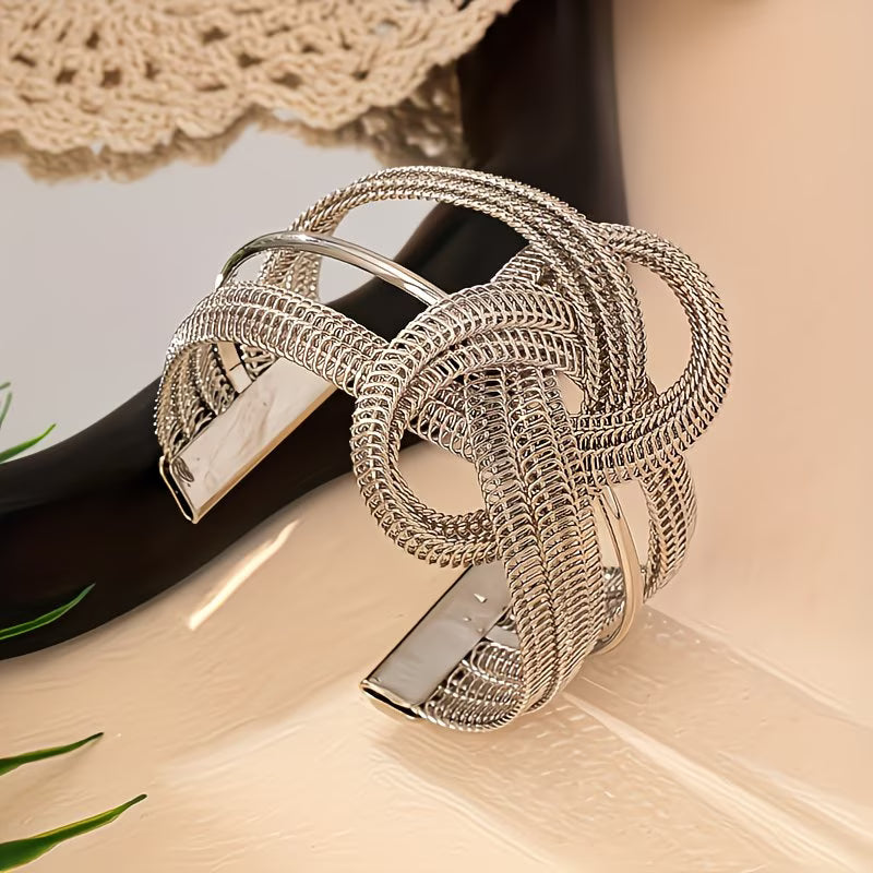18K Gold Plated Geometric "Sleeve" Cuff Bracelet.