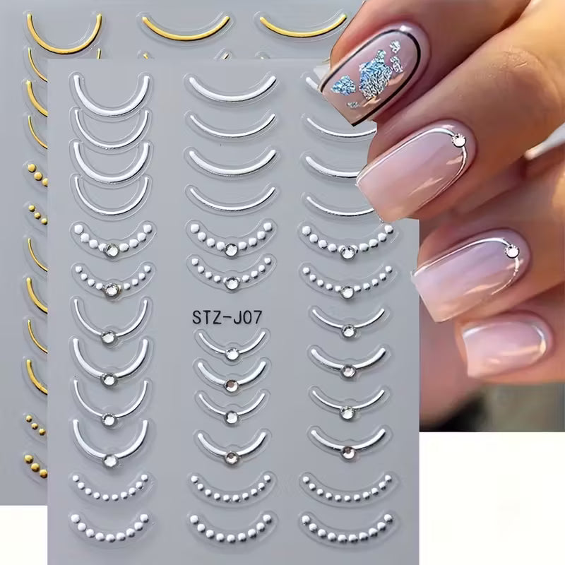 4pcs Rhinestone French-Style Nail Sticker Set.
