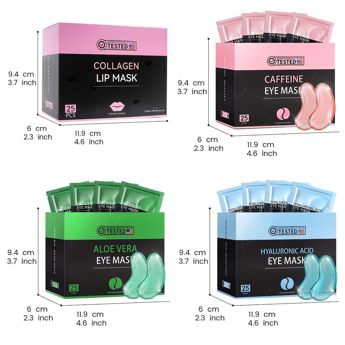 50-Pair Collagen & Caffeine Eye & Lip Mask Set.