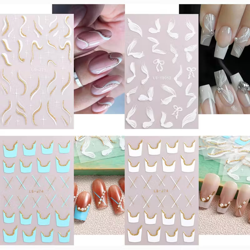 9pcs 3D Geometric Space-Theme Nail Decals.