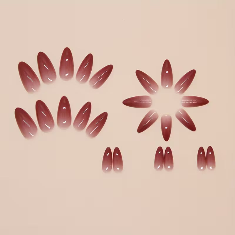 Almond-Shaped Gradient Press-On Nails.