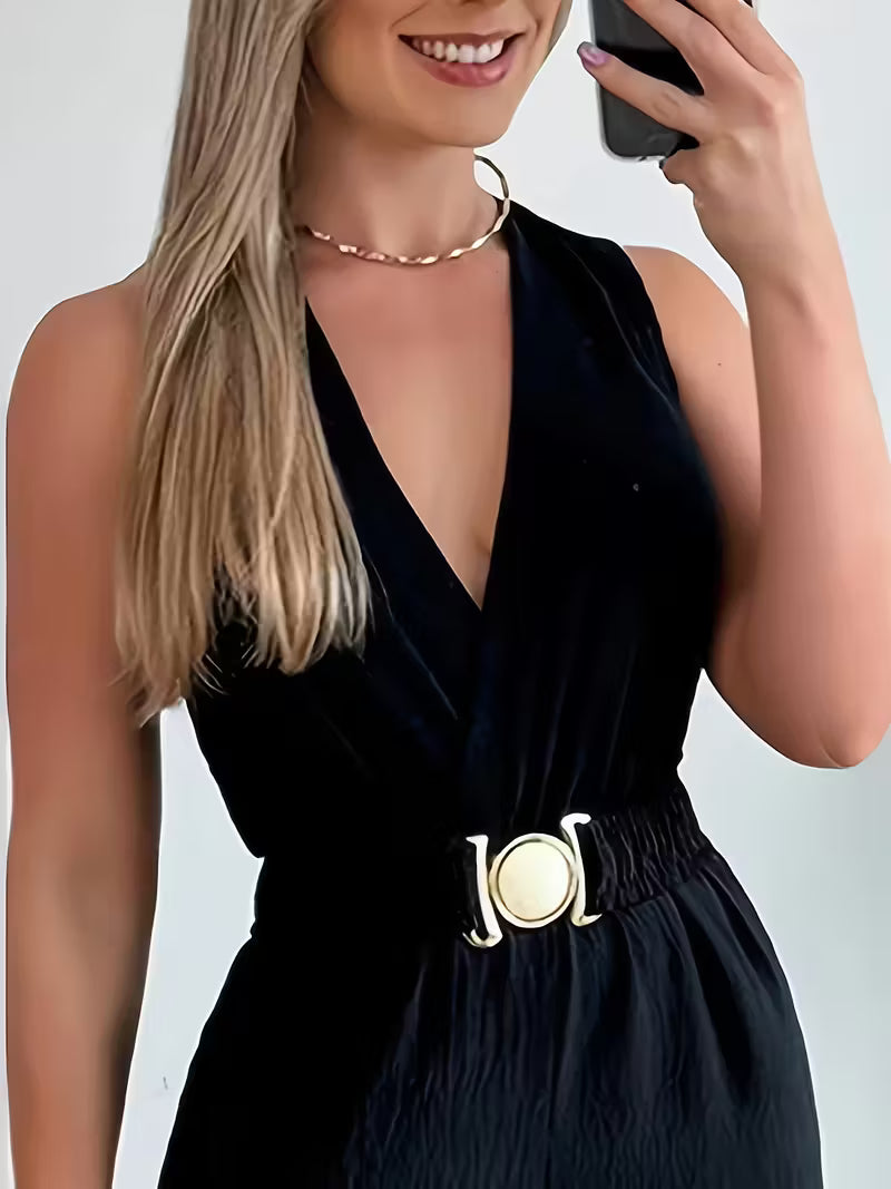 Casual Off-Shoulder Wide-Leg Jumpsuit.