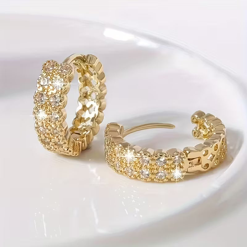 Double Row Synthetic Zirconia Exquisite Earrings.