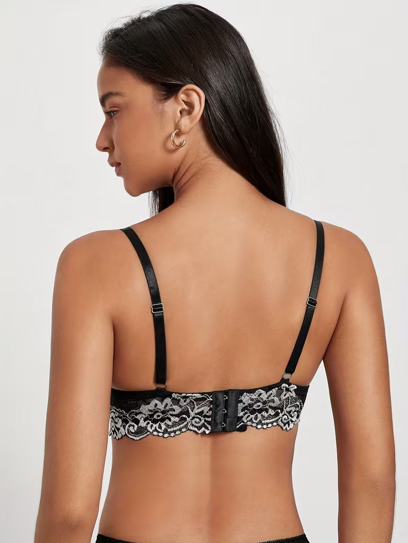 Elegant Contrast Lace Push-Up Bras.