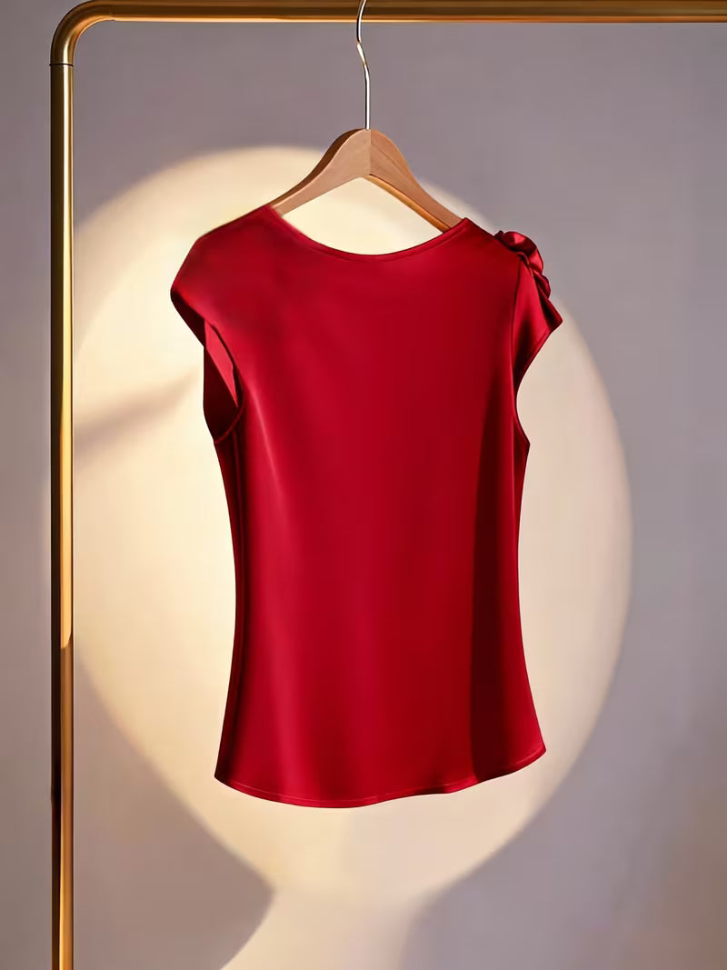 Elegant Satin Cap Sleeve Tops.