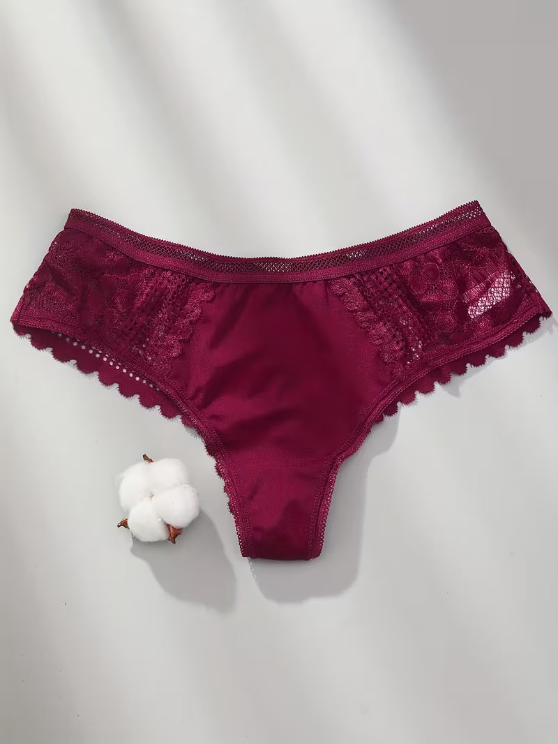 Elegant Seamless Ice Lace Trim Briefs.