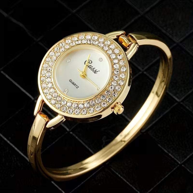 Elegant Women's Golden-Tone Bracelet Watch.
