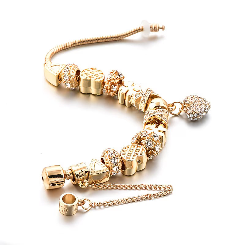 Ethnic Golden-Tone Charm Bracelet.