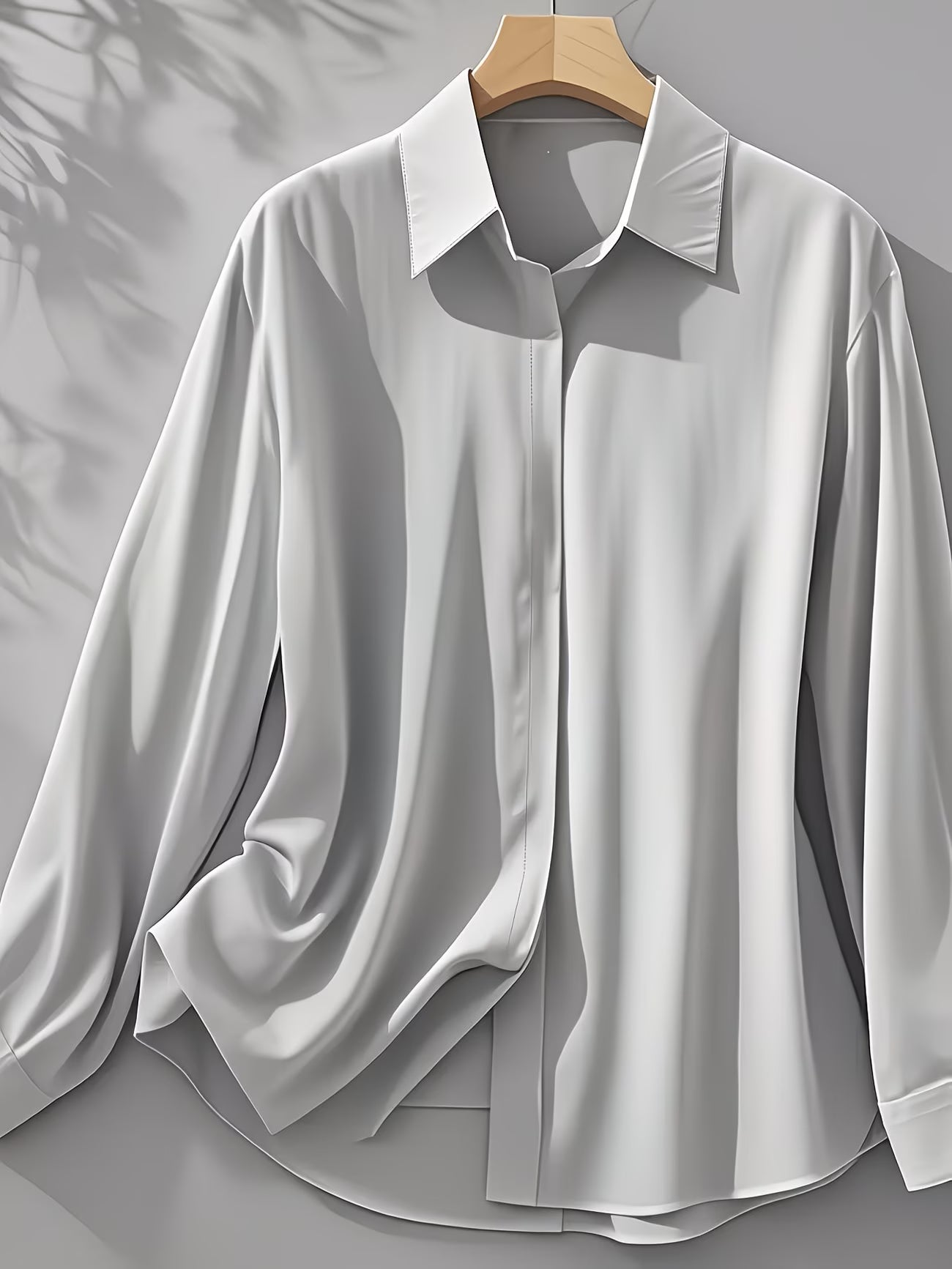French Style Women'S Long Sleeve Solid Color Shirt.