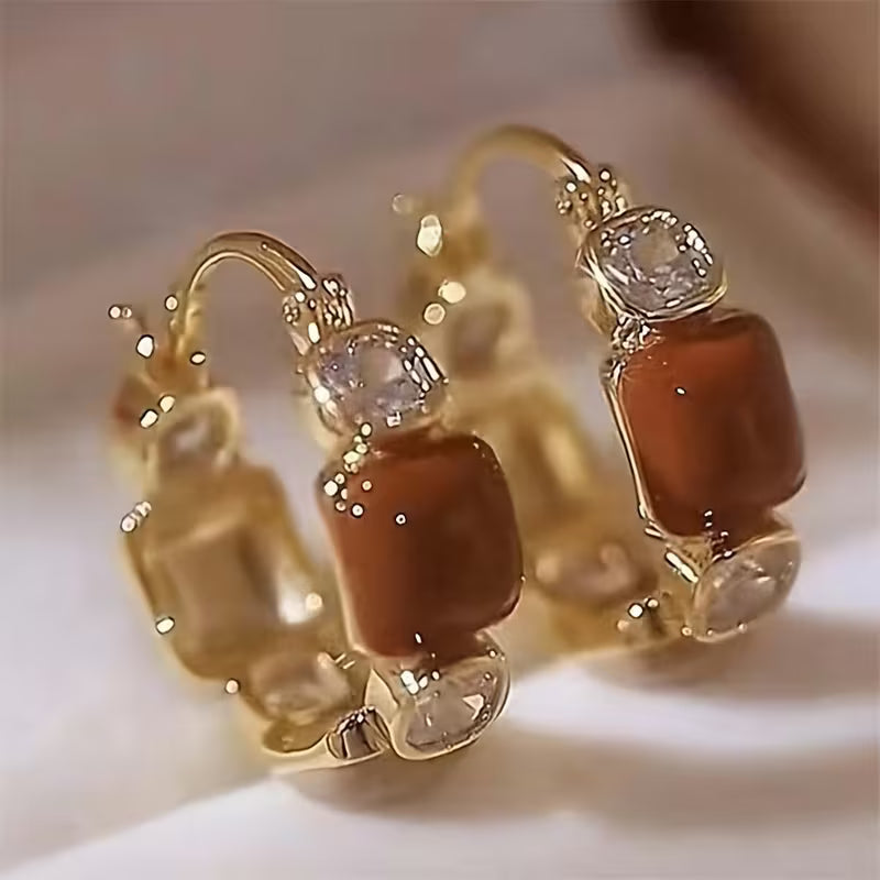 Geometric Radiant Hoops Enamel Statement Earrings.