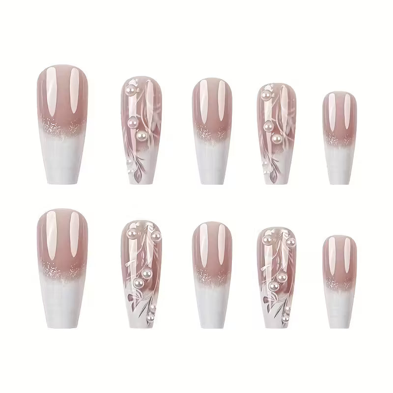 Glossy Long Coffin Press On Nails.