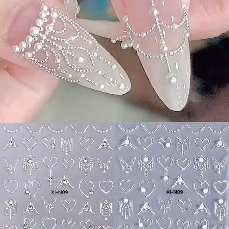 Lace & Pearl Nail Art Sliders.