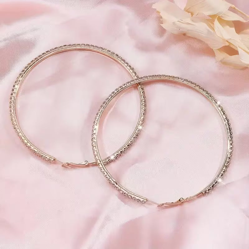 Large Rhinestone-Encrusted Statement Hoops.