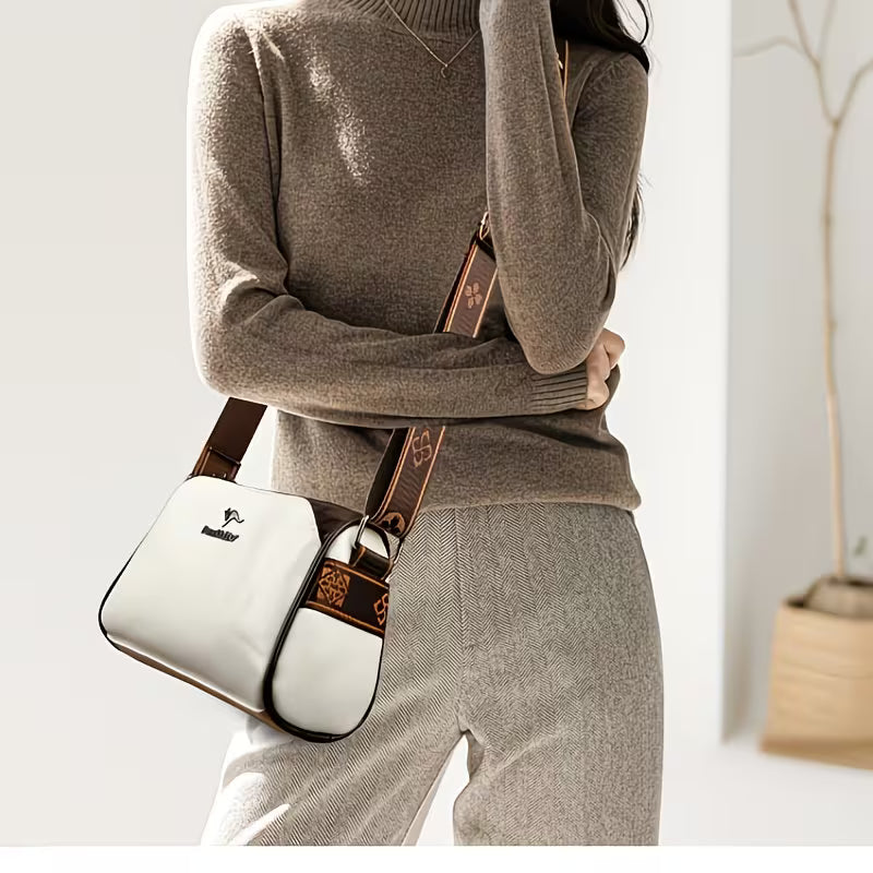 Large Capacity PU Leather Crossbody Boston Bag.