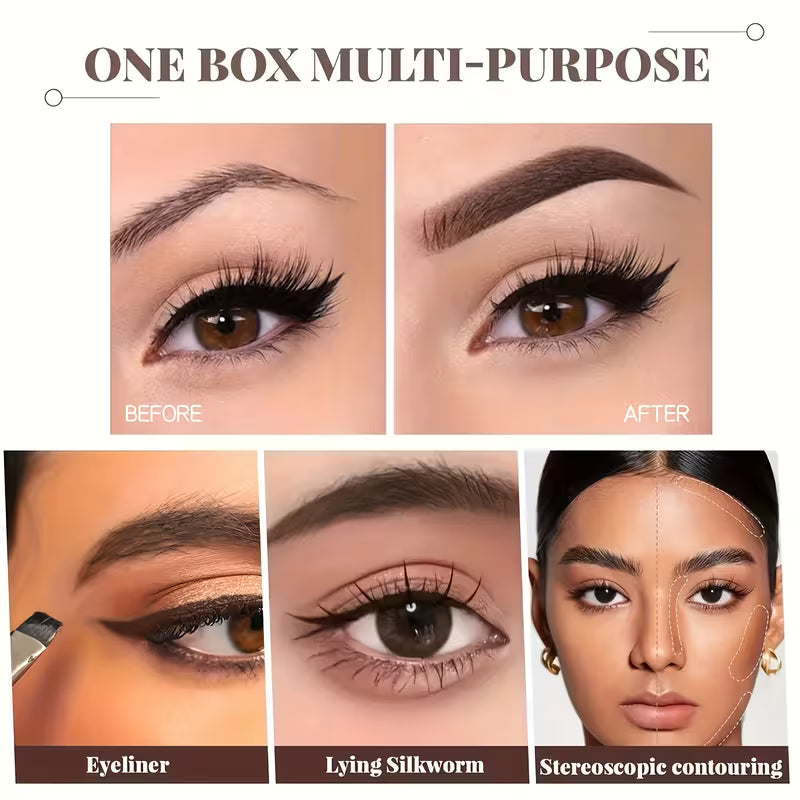 Long-Wear 3-Color Brow Pomade Set with Precision Brush.