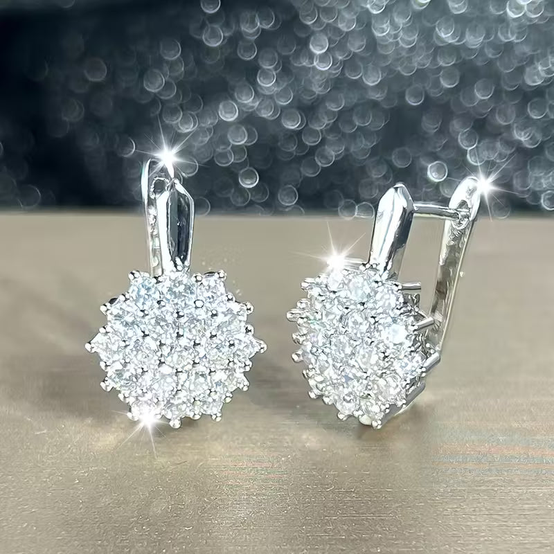 Luxurious Zirconia Sunflower Wedding Earrings.