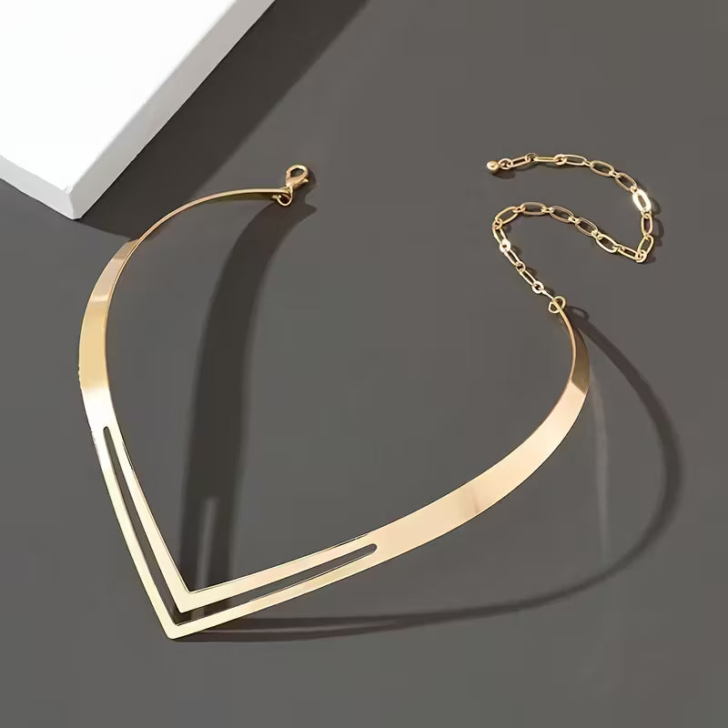 Minimalist Double-Layer V-Shaped Fashion Necklace.