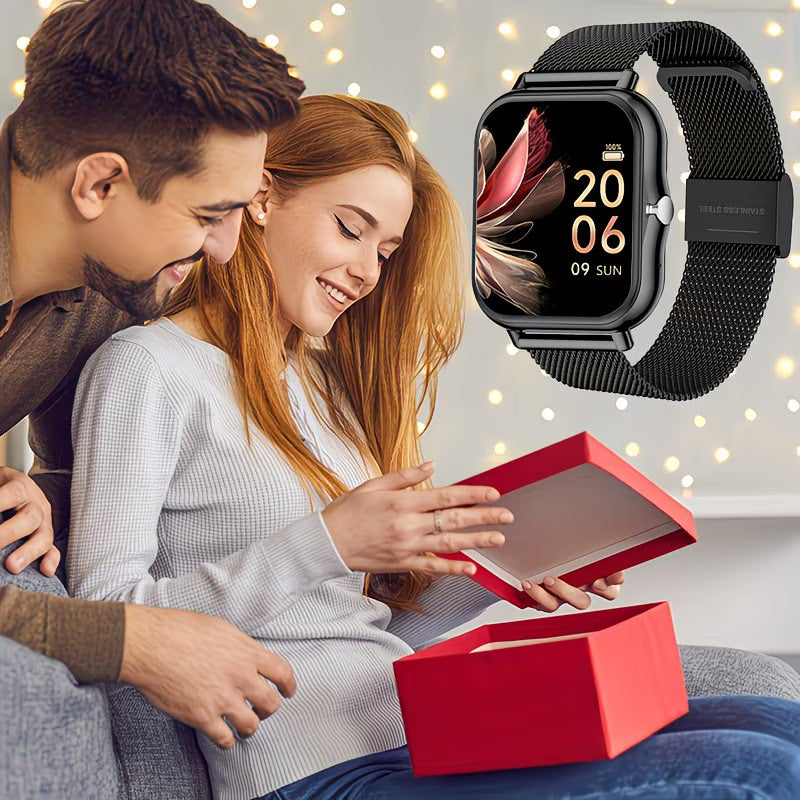 Minimalist Mesh-Band Smartwatch – Elegant Alloy Case.