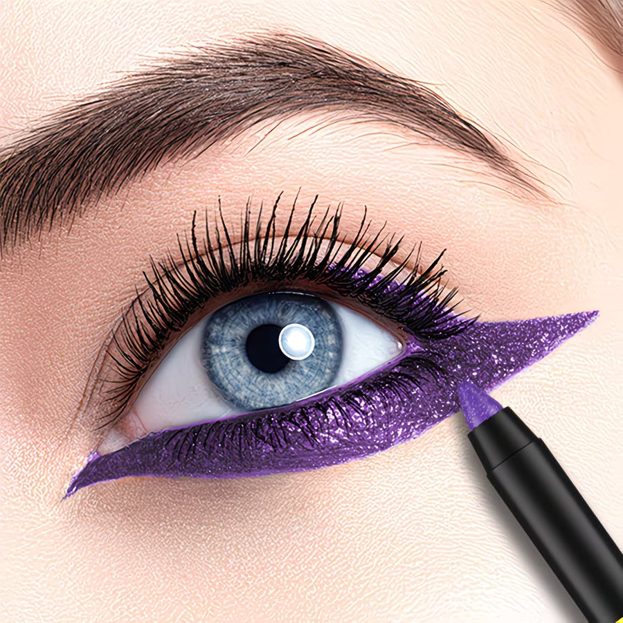Non-Sticky Purple Liquid Eyeliner & Blendable Shadow.