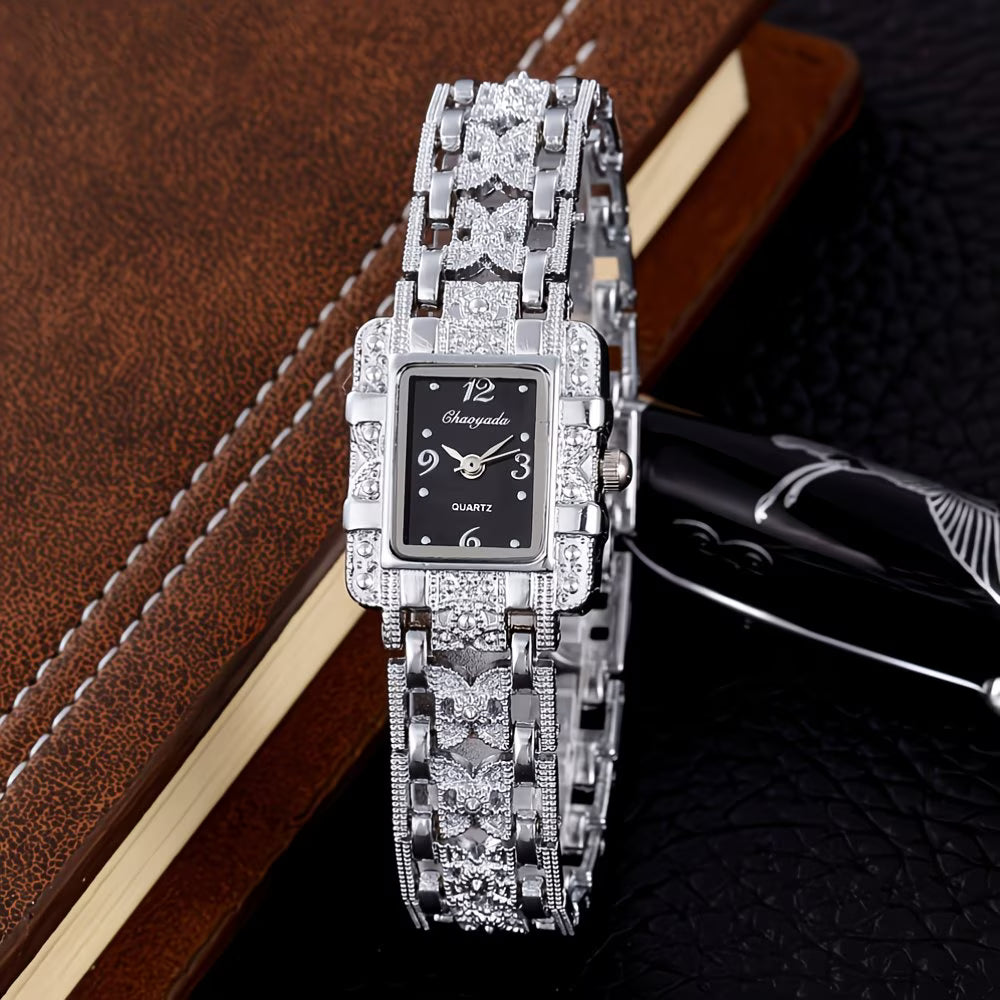 Silvery Rectangle Watch Sophisticated Stainless Steel.