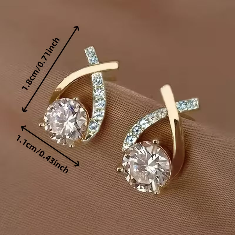 Simple Cross-shaped Design Stud Earrings.