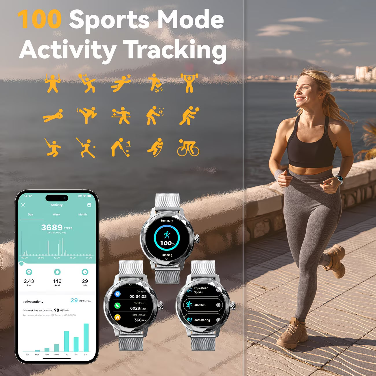 Smartwatch – Wireless Calling, Weather Alerts & Personalized Health Suite.
