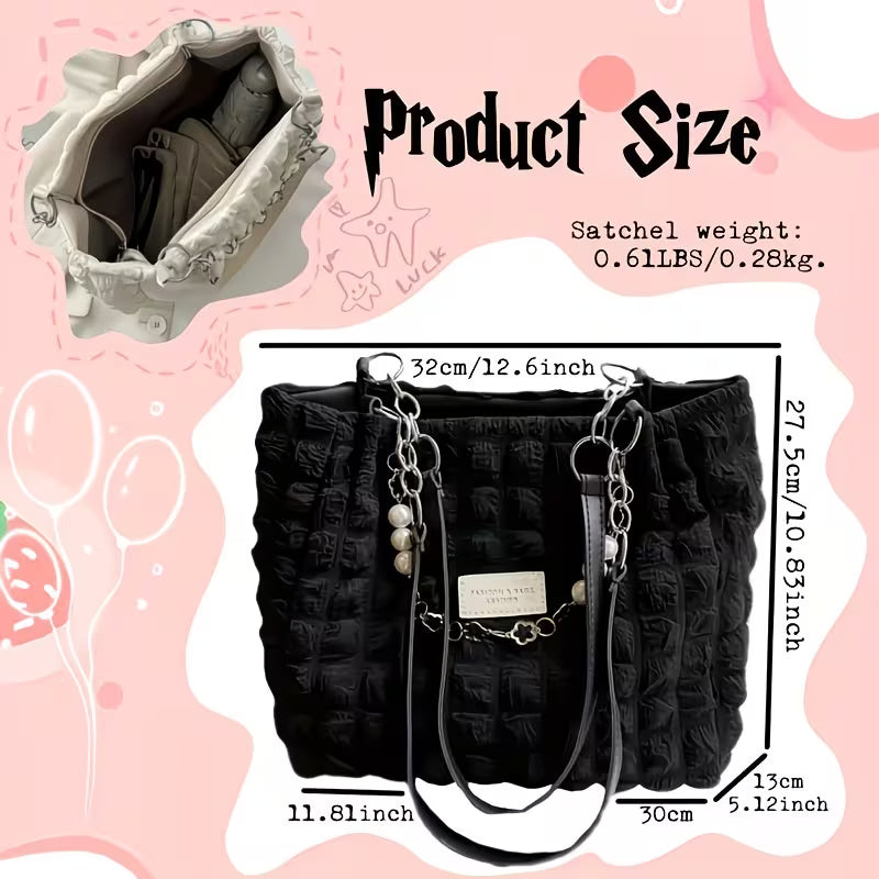 Summer Fresh and Sweet Ruffled Bubble Cloud Shoulder Bags.