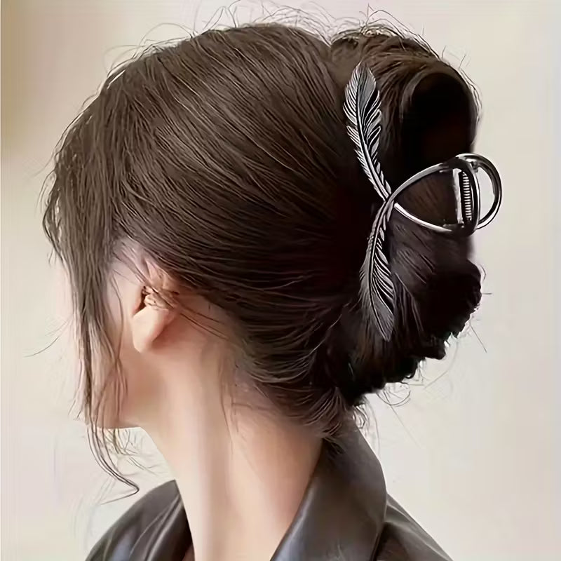 Vintage Leaf Feather Alloy Hair Clip.