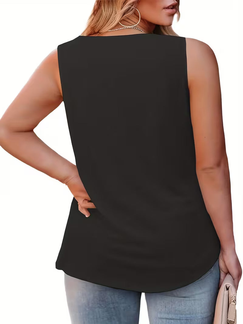 Women’s Plus Size Pleated Tank Top.