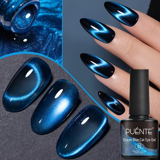 0.25oz Ocean Blue Cat Eye Gel for nail Polish.