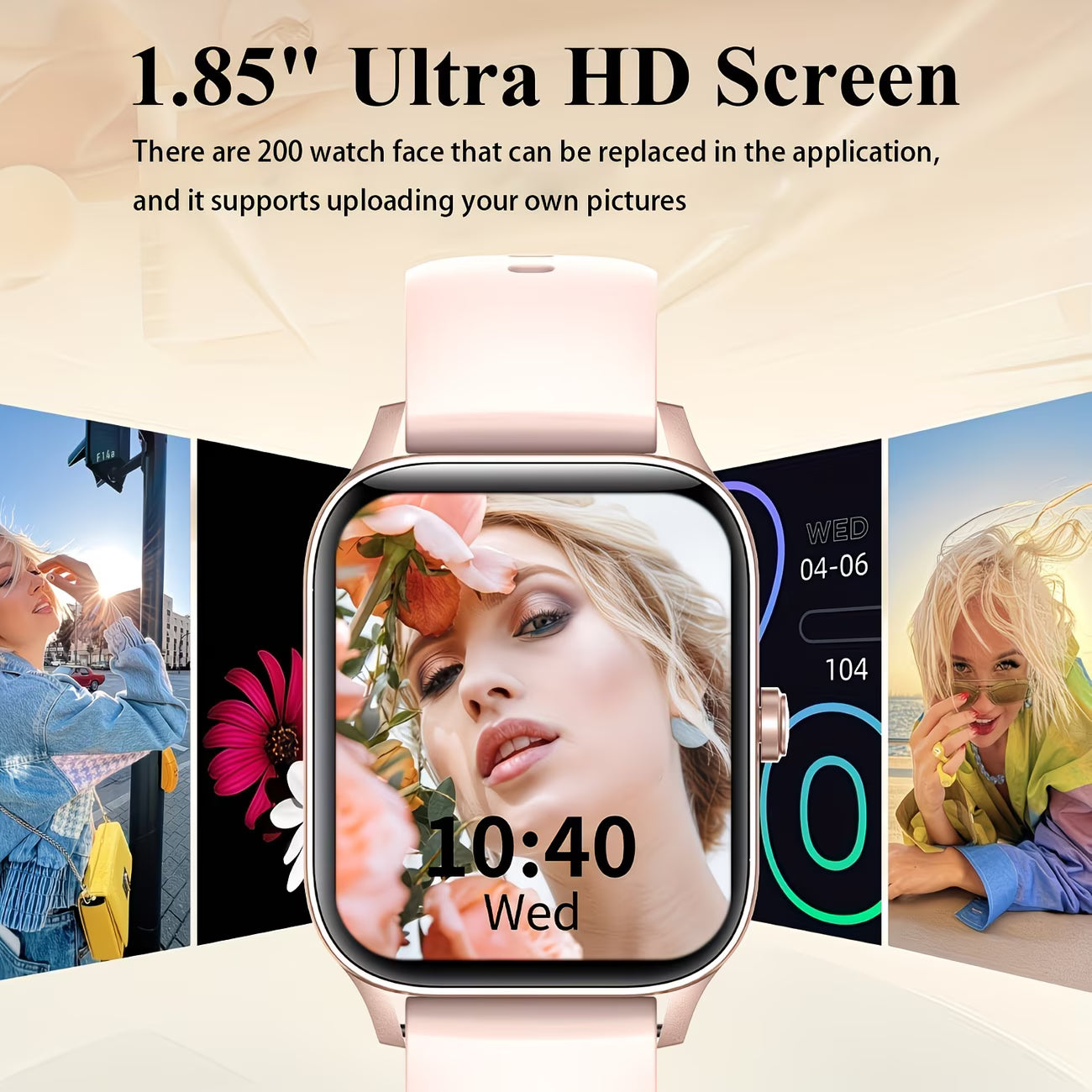 1.85" HD Display with Wireless Calling & Music Control Smartwatch.