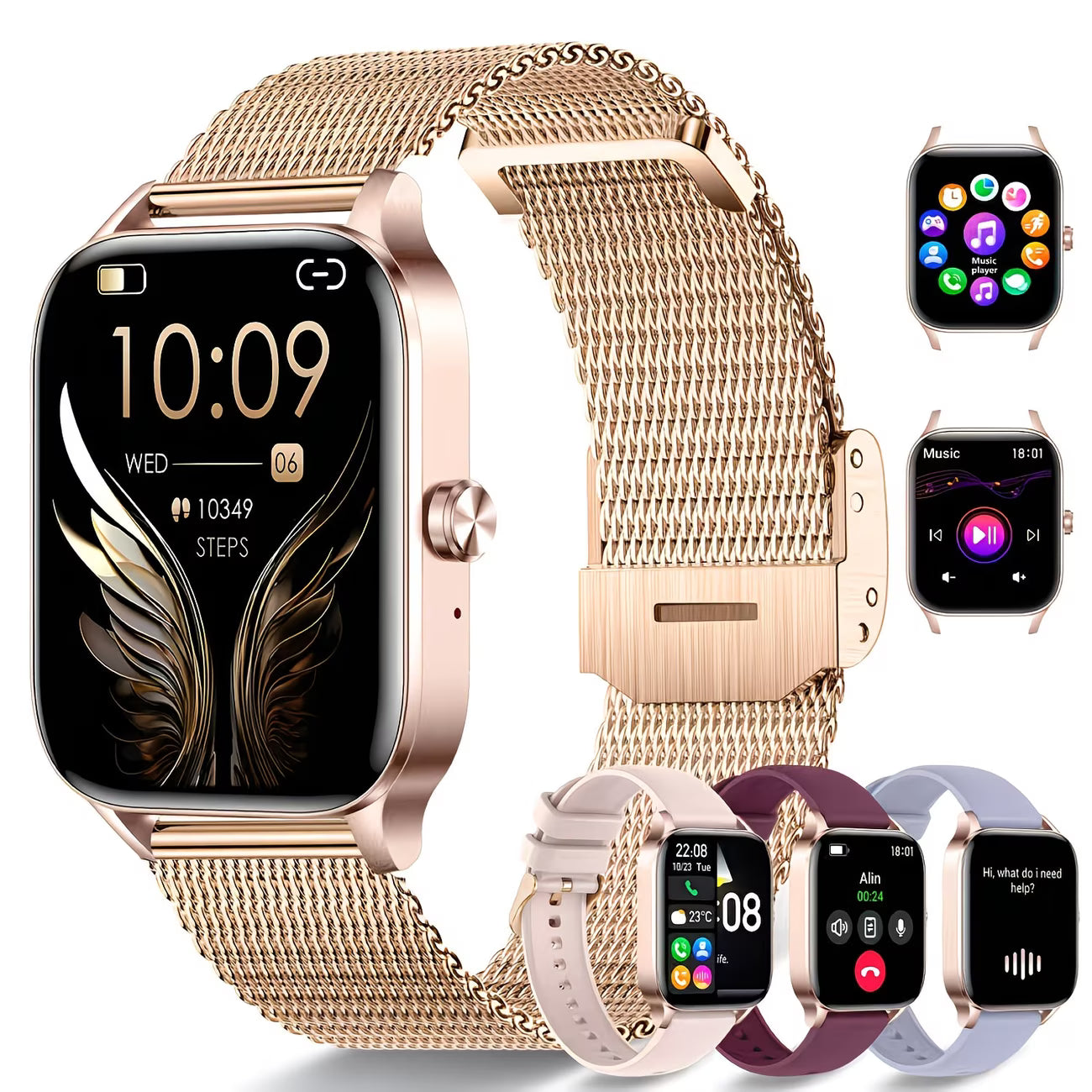 1.85" HD Display with Wireless Calling & Music Control Smartwatch.