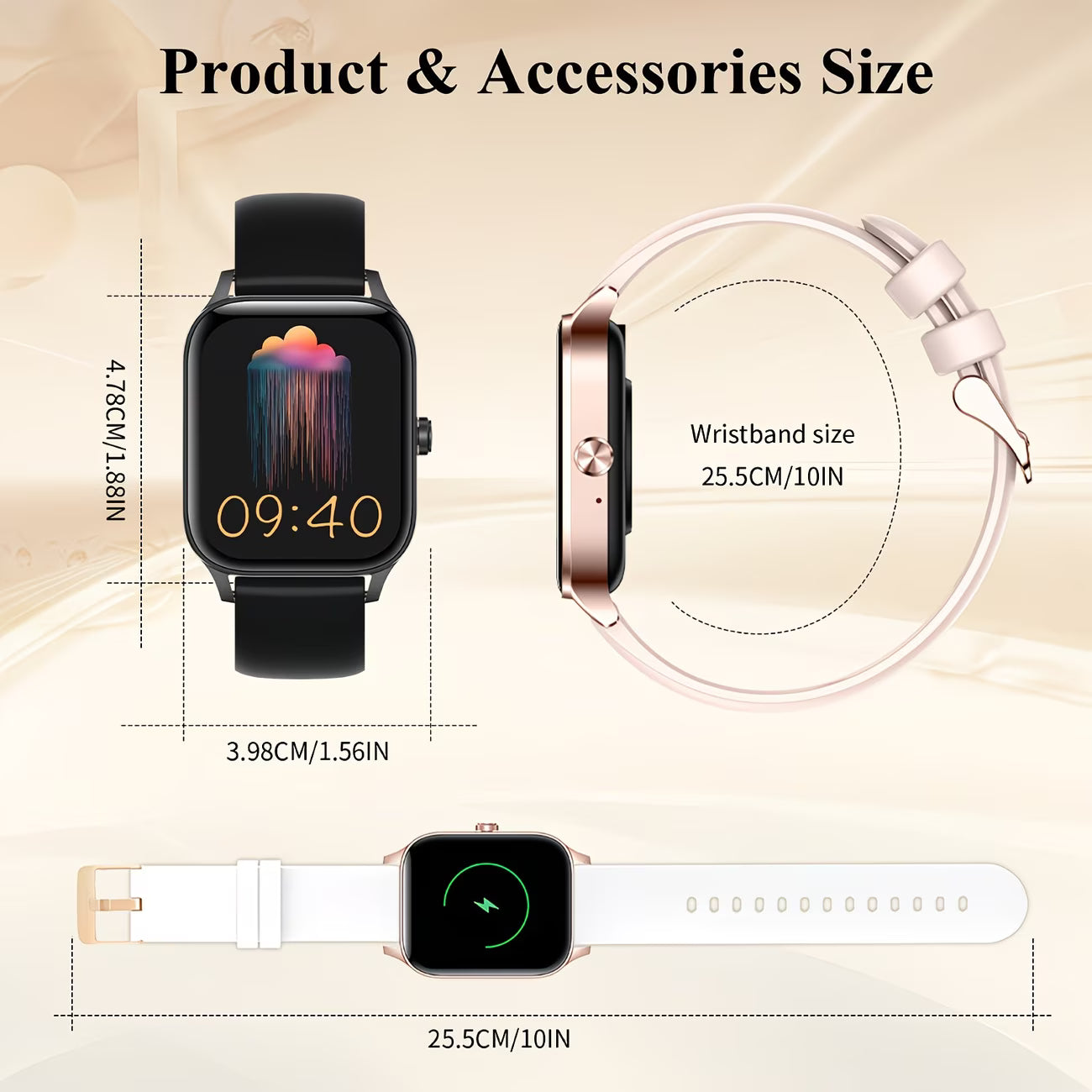1.85" HD Display with Wireless Calling & Music Control Smartwatch.
