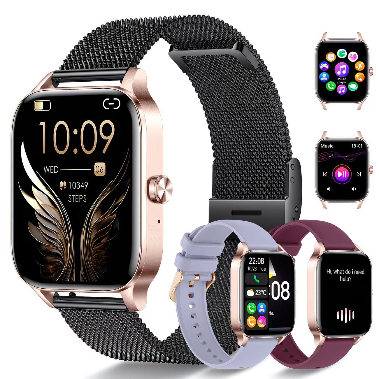 1.85" HD Display with Wireless Calling & Music Control Smartwatch.