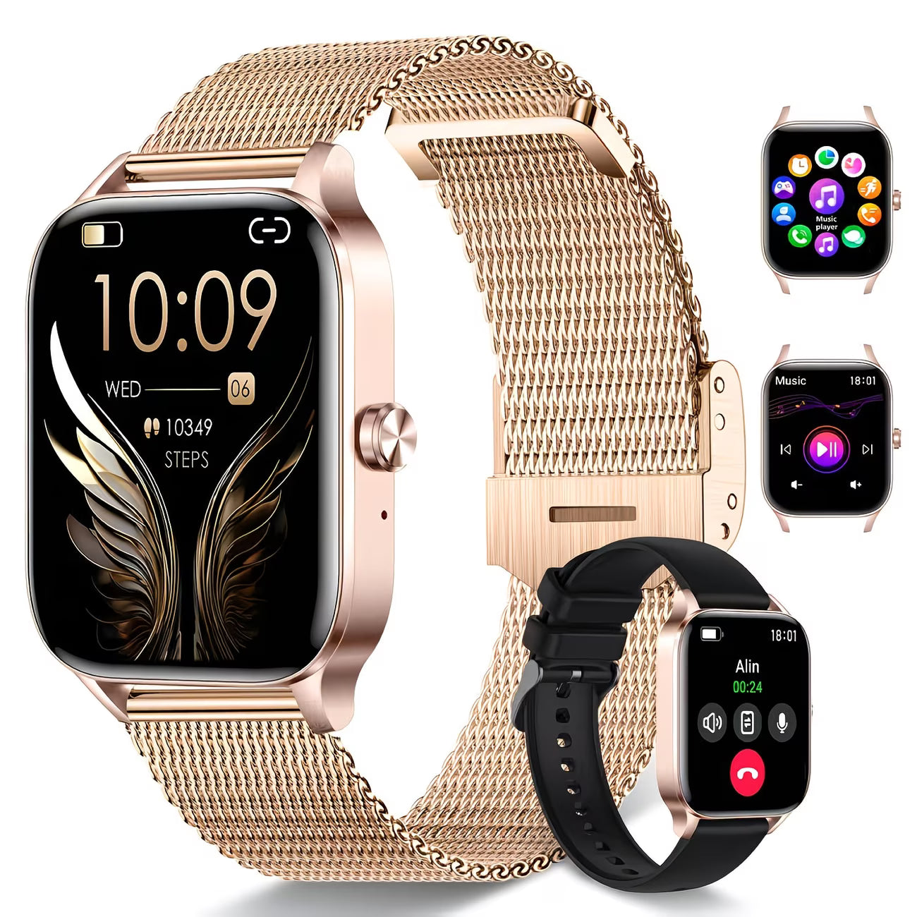 1.85" HD Display with Wireless Calling & Music Control Smartwatch.