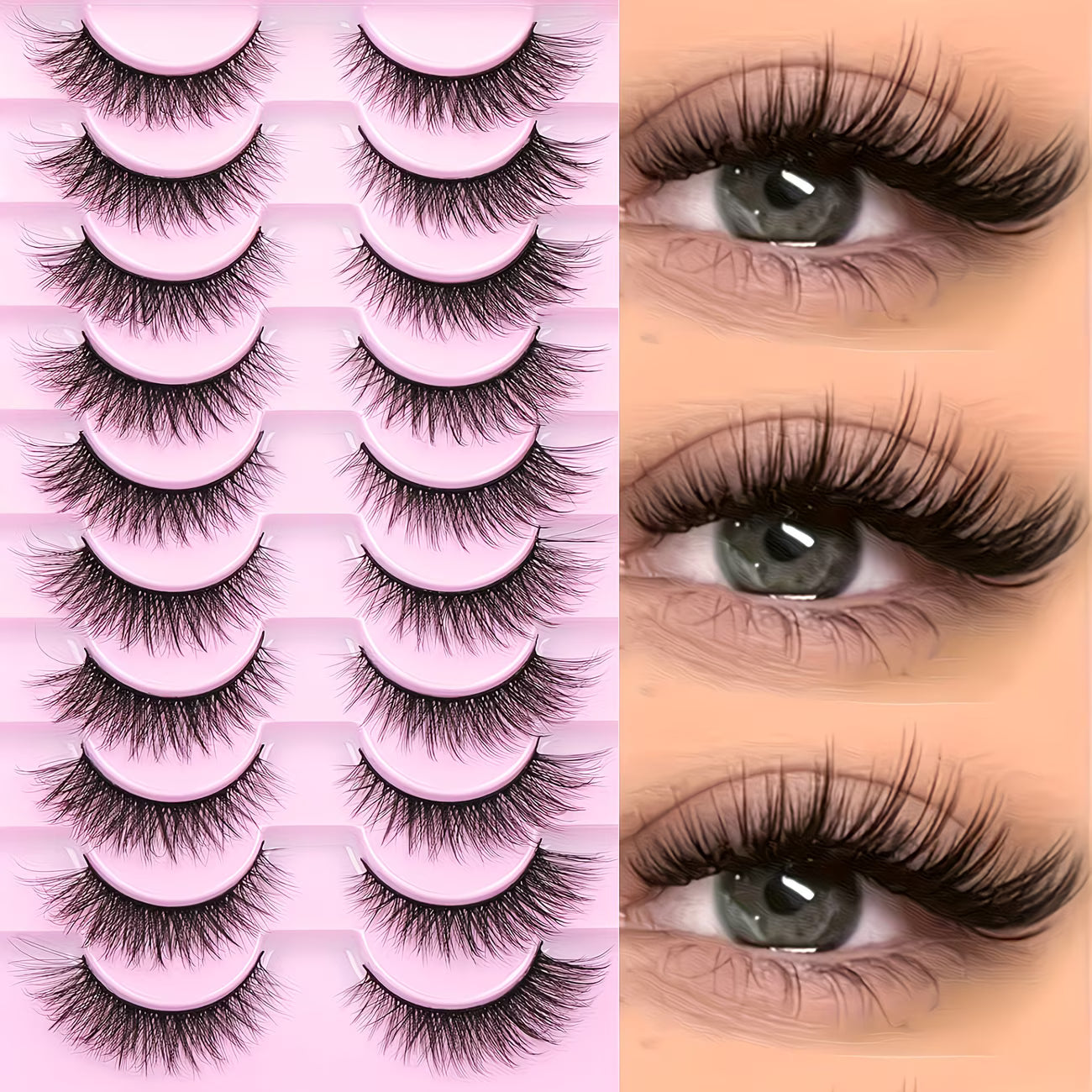 10-Pair 3D Natural Volume Lashes.