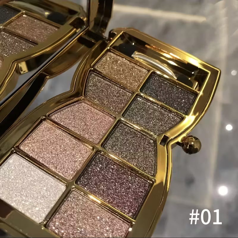 10-color Luxury Shimmer Eyeshadow Palette With Brush And Mirror.