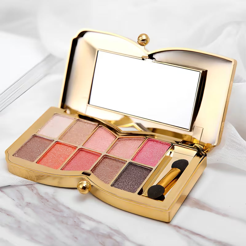 10-color Luxury Shimmer Eyeshadow Palette With Brush And Mirror.