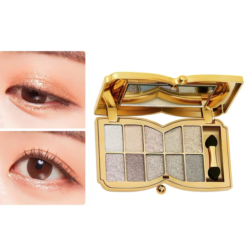 10-color Luxury Shimmer Eyeshadow Palette With Brush And Mirror.