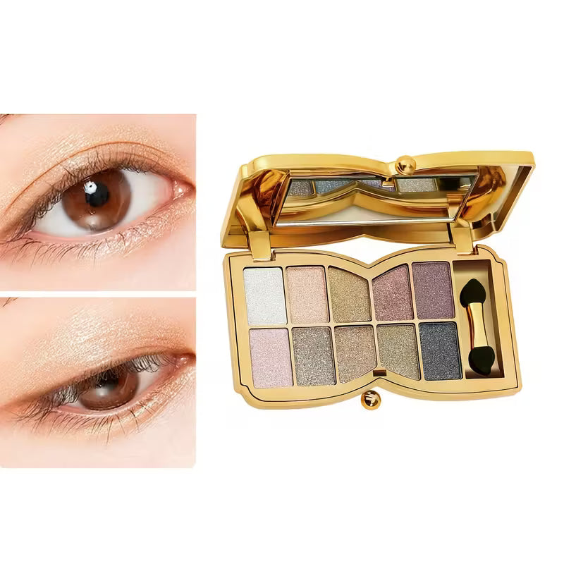 10-color Luxury Shimmer Eyeshadow Palette With Brush And Mirror.