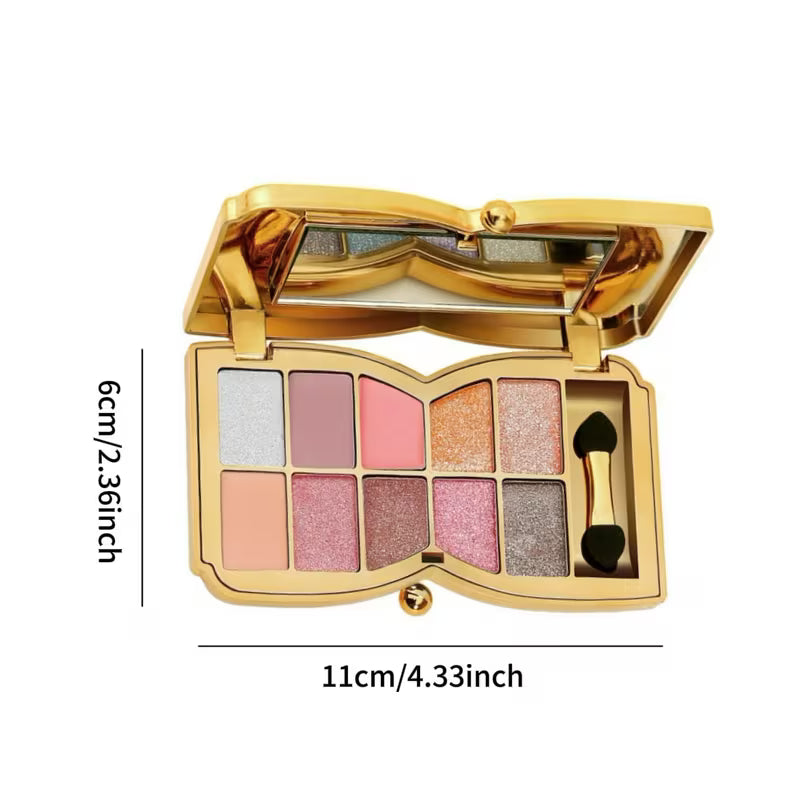 10-color Luxury Shimmer Eyeshadow Palette With Brush And Mirror.