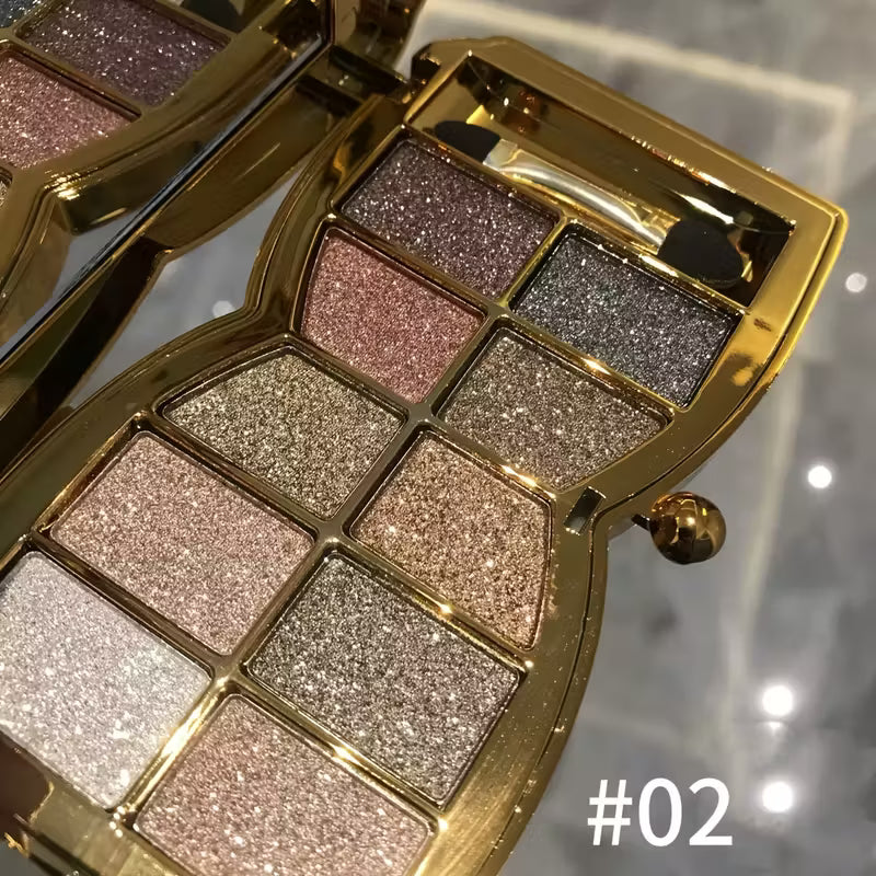 10-color Luxury Shimmer Eyeshadow Palette With Brush And Mirror.