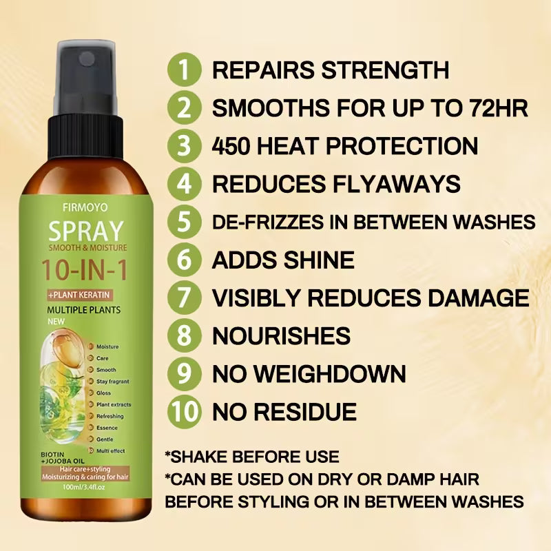 10-in-1 Leave-In Hair Treatment – Salon-Quality Heat Protectant.