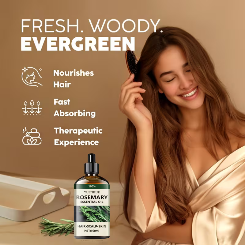 100% Pure Rosemary Leaf Oil Quick-Absorbing Hair Serum.