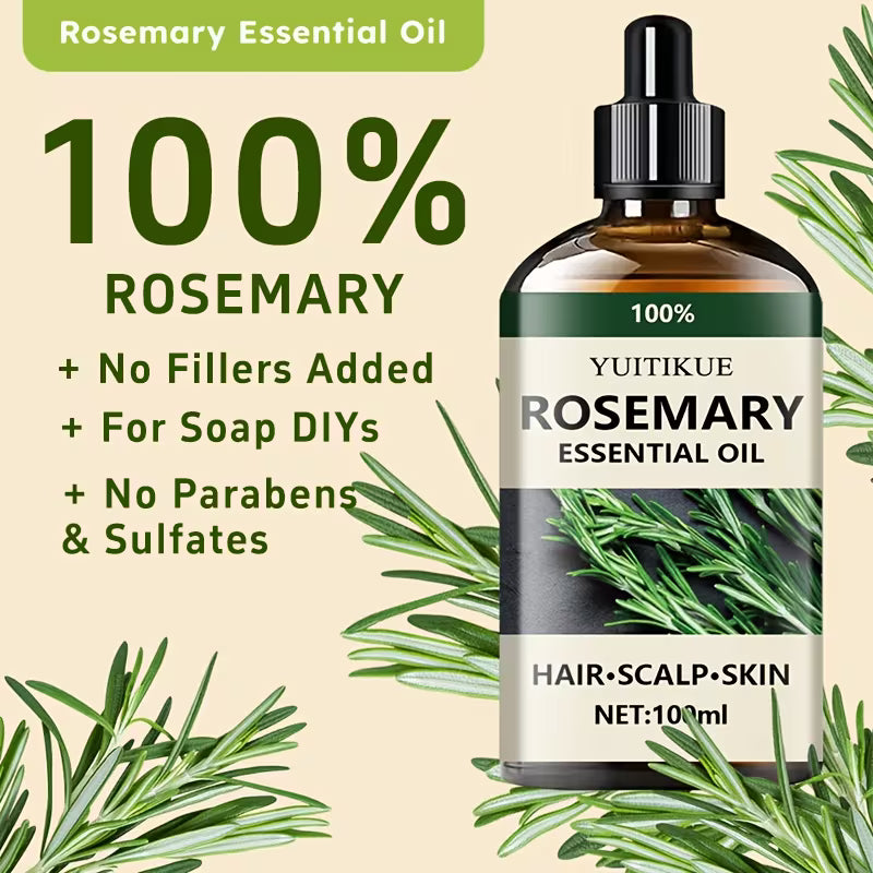 100% Pure Rosemary Leaf Oil Quick-Absorbing Hair Serum.