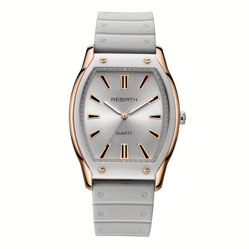 Barrel-Shaped Silicone Strap Quartz Watch.