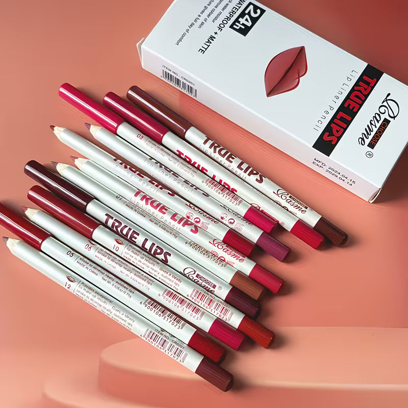 12pcs Matte Long-lasting Lip Liner Set.