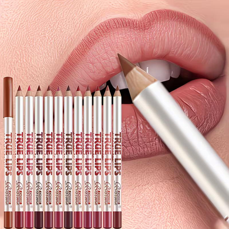 12pcs Matte Long-lasting Lip Liner Set.