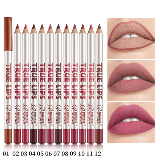 12pcs Matte Long-lasting Lip Liner Set.