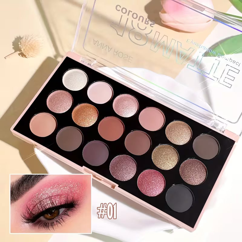 18-Color Matte & Shimmer Shadow Wardrobe.